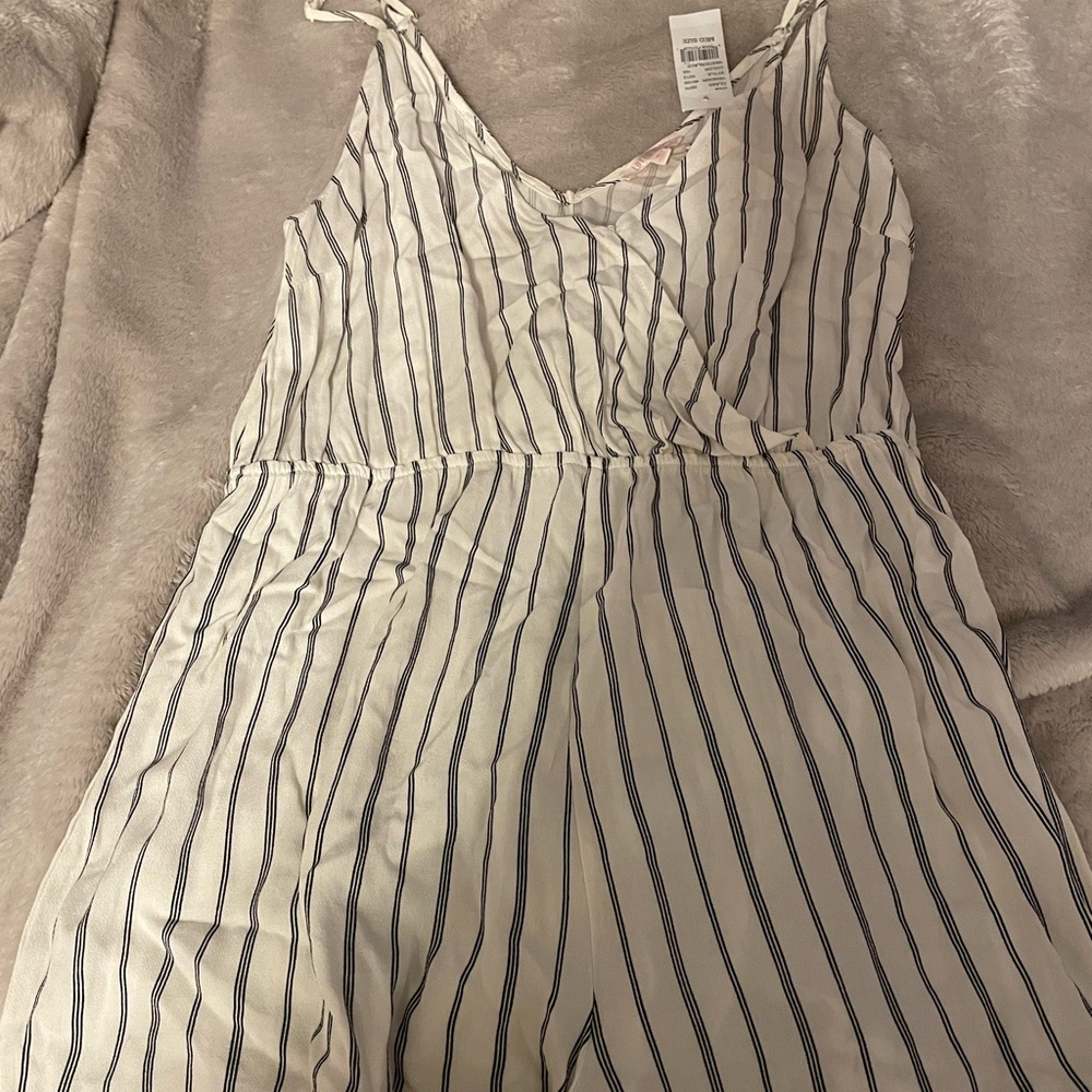 Lottie Moss romper with shorts size medium white with black stripes
